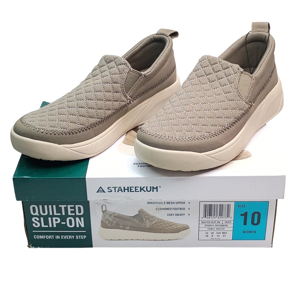 Staheekum Quilted Slip-On Women Size 10 Taupe Mesh Comfort‎ Sneakers